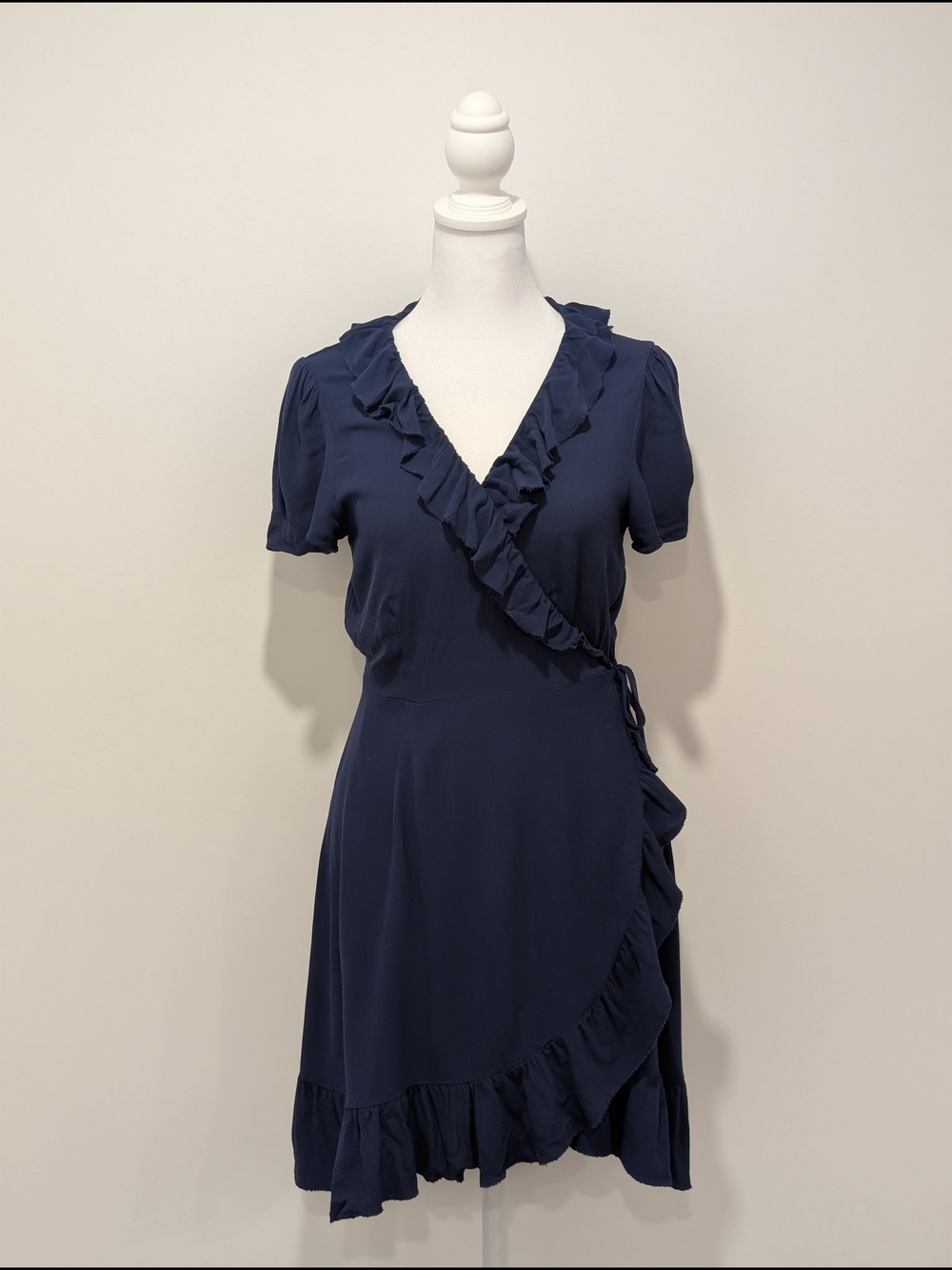 Sunday Best Ruffle Wrap Mini Dress - Navy - Picture 2 of 11